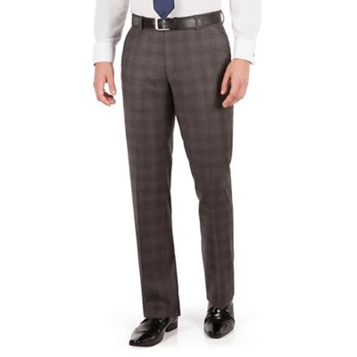 J by Jasper Conran Brown check flat front tailored fit luxury suit trouser
